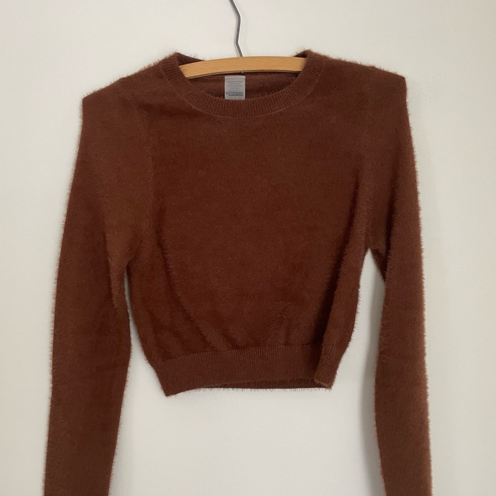 XS NWOT Kittenish brown cropped sweater